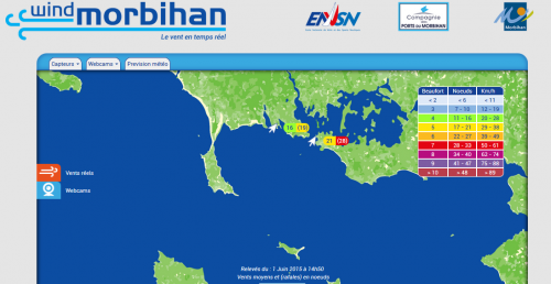 Relevé de vent en direct sur windmorbihan.com